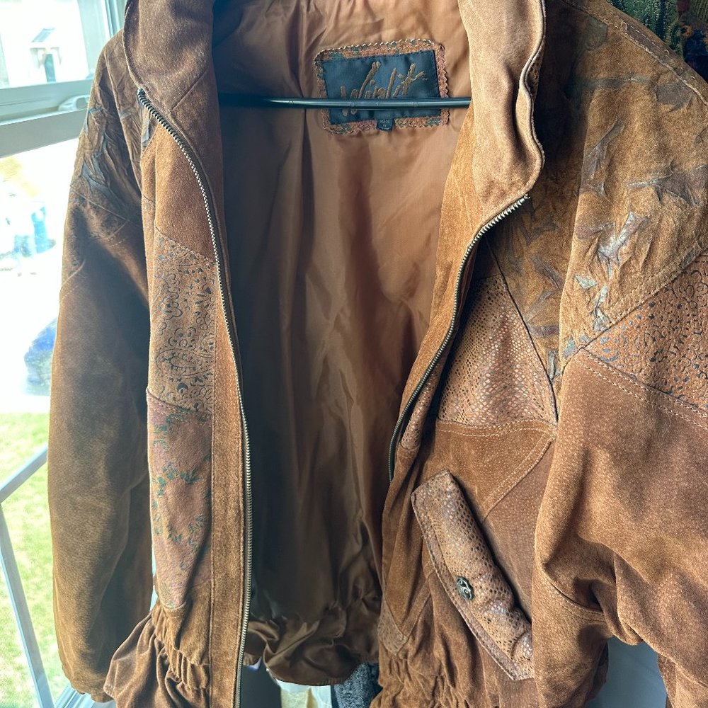 Vintage Winlit Women's Patchwork Leather Bomber Jacket